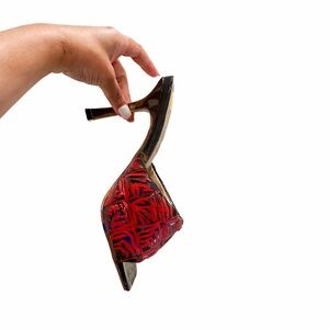 Vivid Red Graphic Slip on Mules 7.5